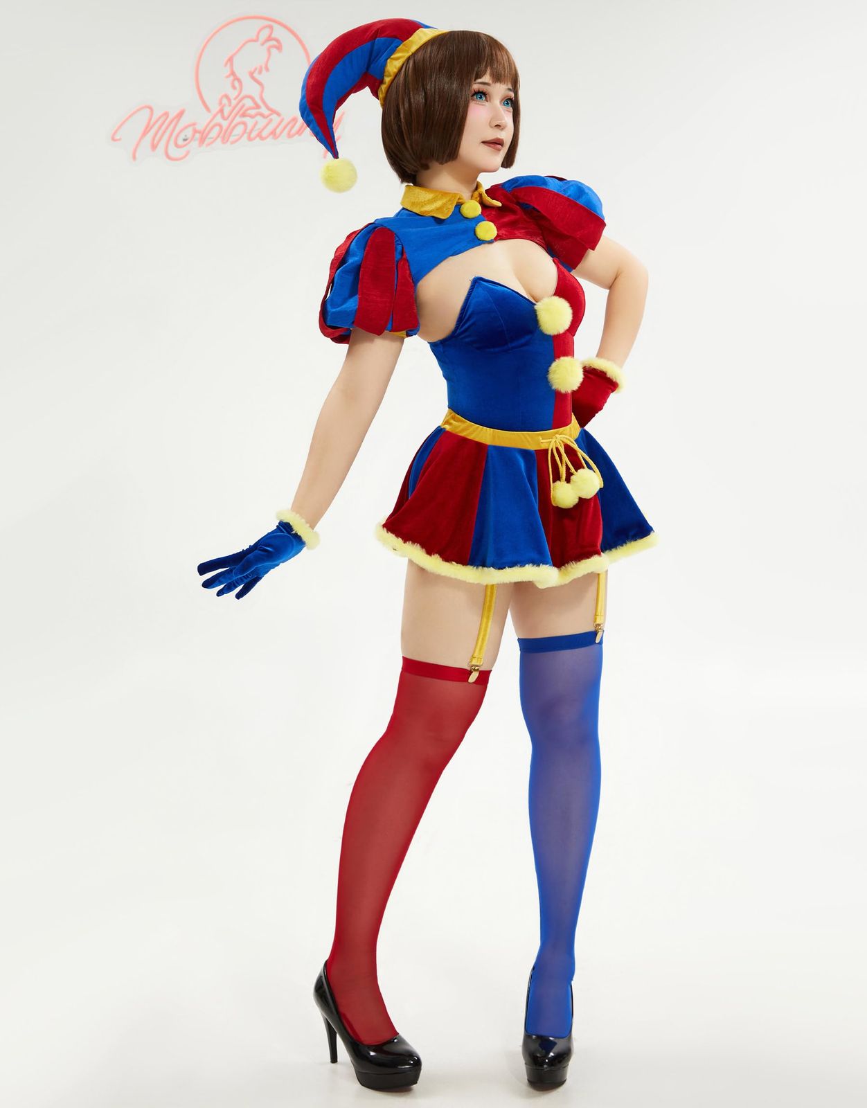 クラウン風 コスチューム コスプレ コス 道化師風 アニメ ゲーム ボディスーツ レオタード ランジェリー 美女 胸開き セクシー かわいい 萌え レディース かっこいい キュート 衣装セット 仮装 変身 Mobbunny 変装 スカート 取り外し可