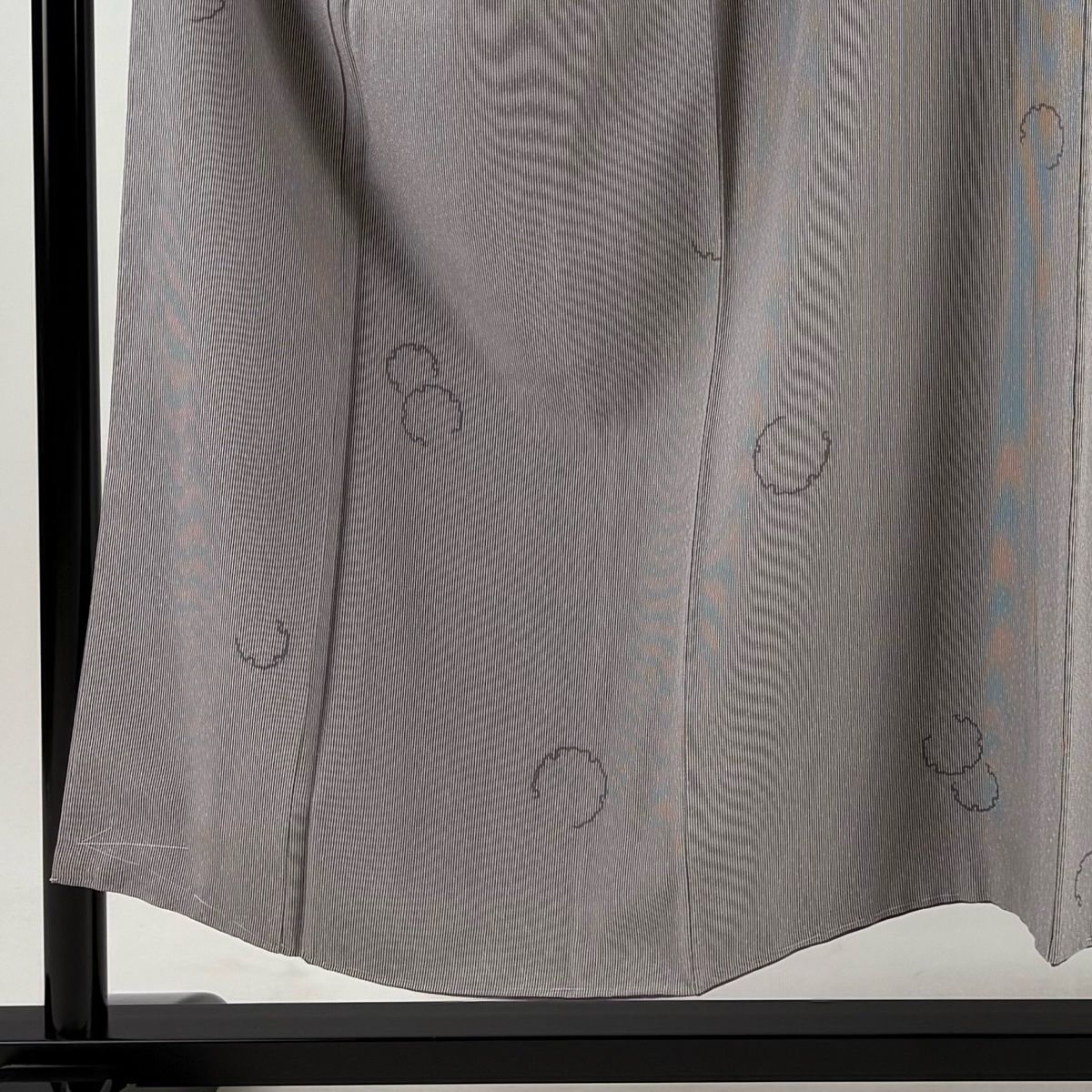 江戸小紋 身丈151.5cm 裄丈66cm M 袷 保科土山 落款 雪輪 竹縞 灰色 正絹 秀品