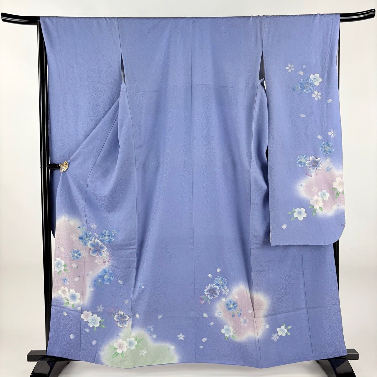 振袖 身丈161cm 裄丈65cm M 袷 桜 桜の花びら 金糸 金彩 薄紫 正絹 秀品