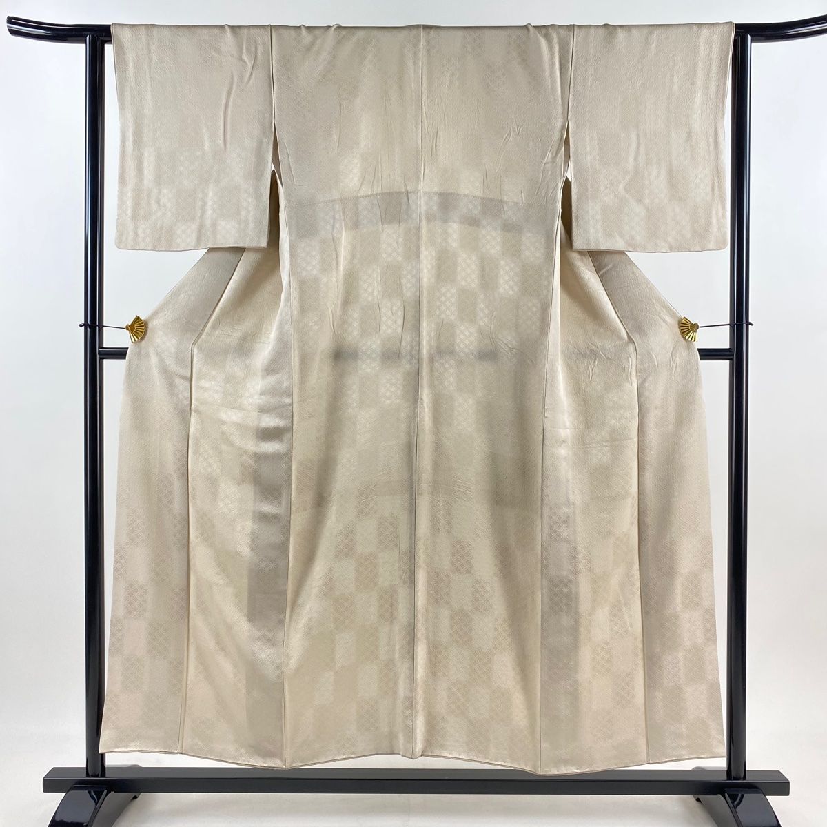 色無地 身丈152cm 裄丈65cm M 袷 地紋 ベージュ 正絹