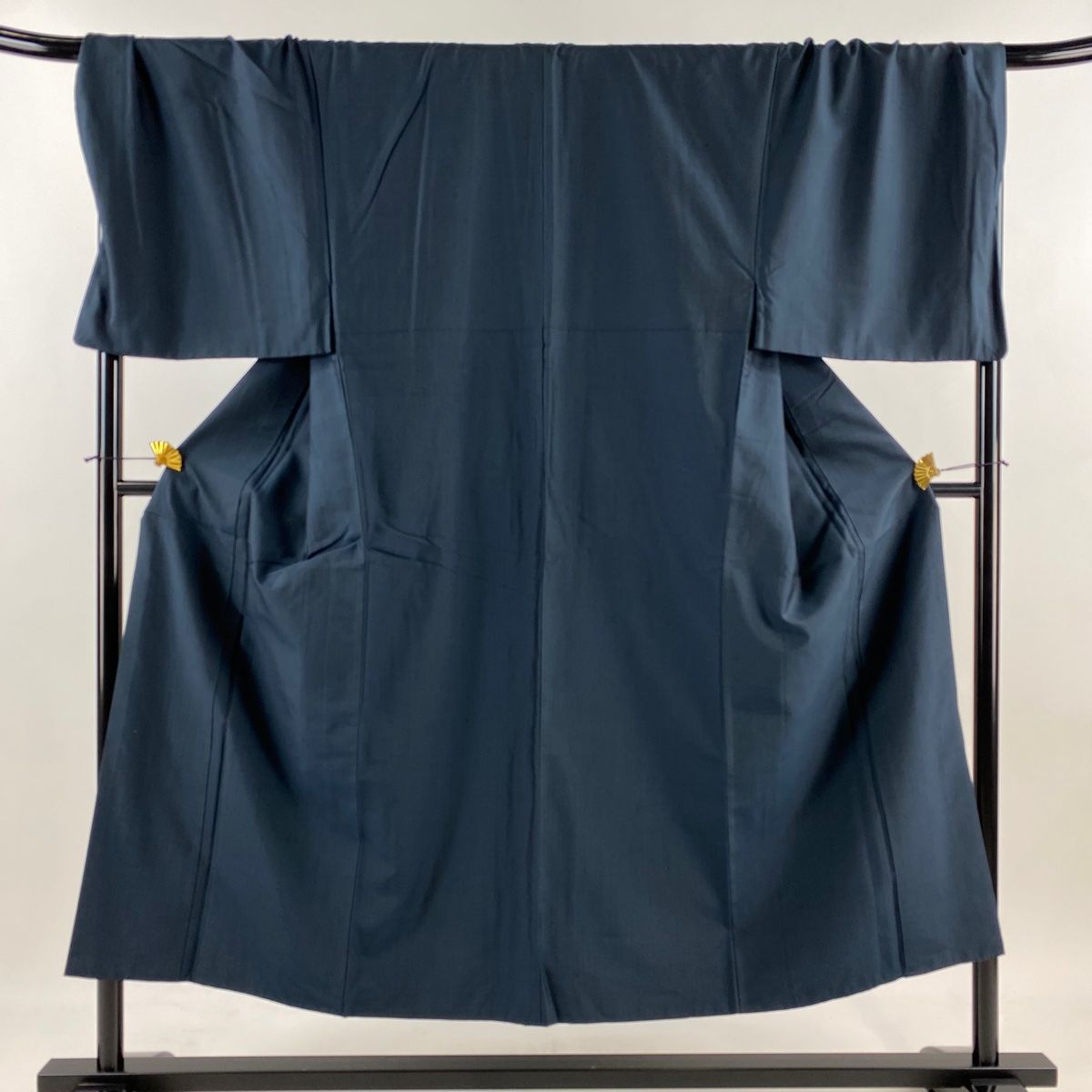 男着物 身丈148cm 裄丈75cm L 袷 紬 アンサンブル 紺色 正絹