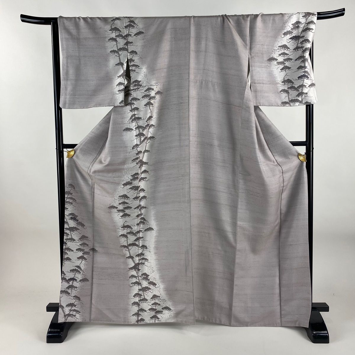 付下げ 身丈166cm 裄丈68.5cm L 袷 紬地 やまと 笠松 灰紫 正絹