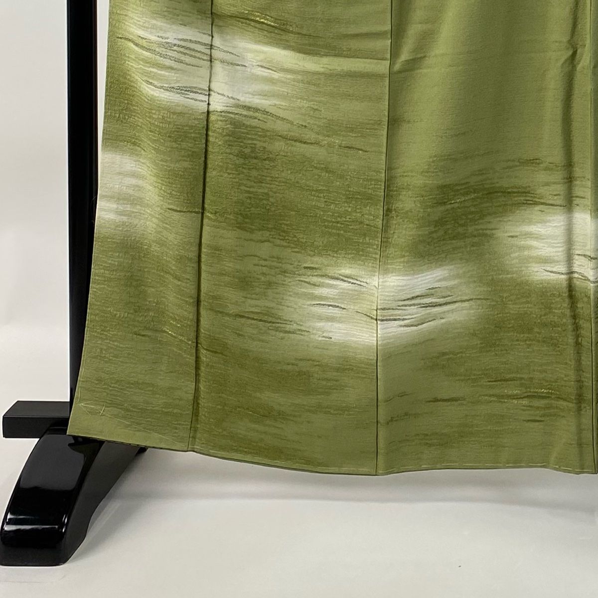 付下げ 身丈163cm 裄丈63.5cm S 袷 袋帯セット 小堀三千尋 落款 霞 金糸 ぼかし よもぎ色 正絹 秀品