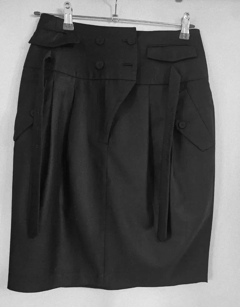 KUHOクホ ウール モ ハイウエスト ベルト スカート 64 Classicブラック