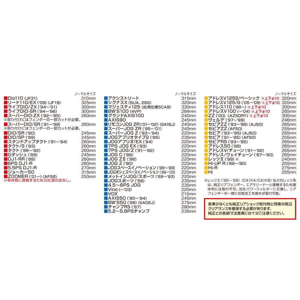 取付長285mm 街乗り設定