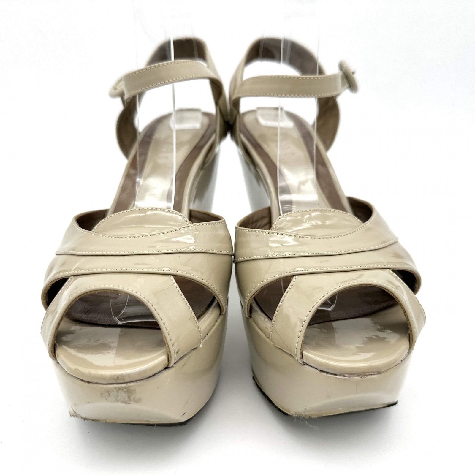  Marni 厚底サンダル エナメル ストラップ グレージュ 1184 A サンダル サンダル ミュール