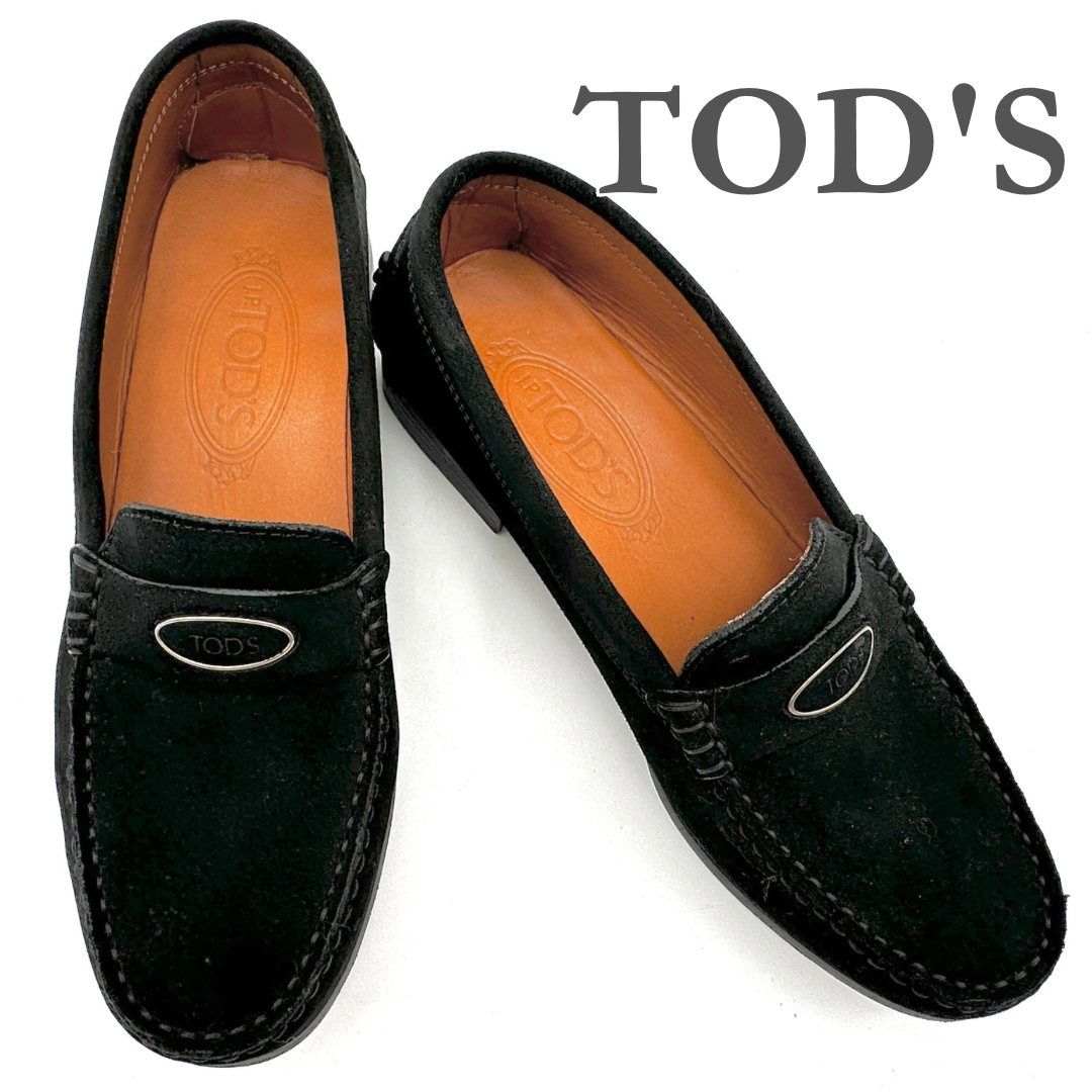 TOD S ドライビングシューズ スエード ロゴ ブラック 2196 T