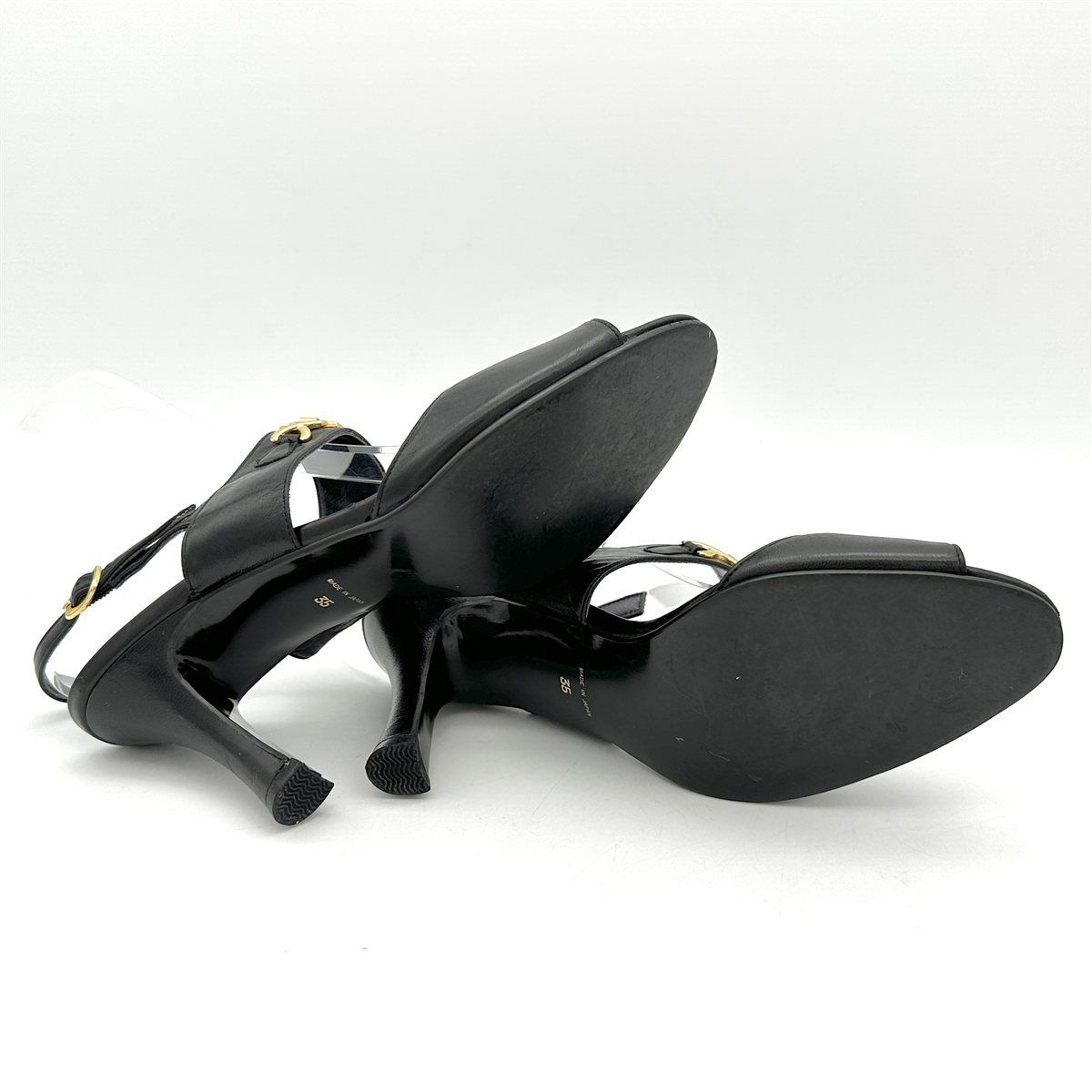  サンダル 本革 ゴールド金具 バックストラップ ブラック 2373 T サンダル サンダル ミュール