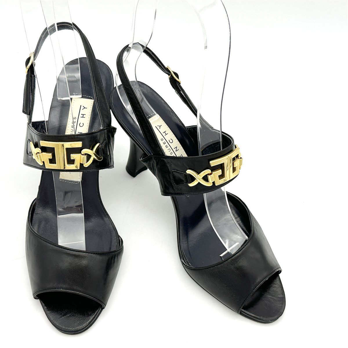 サンダル 本革 ゴールド金具 バックストラップ ブラック 2373 T