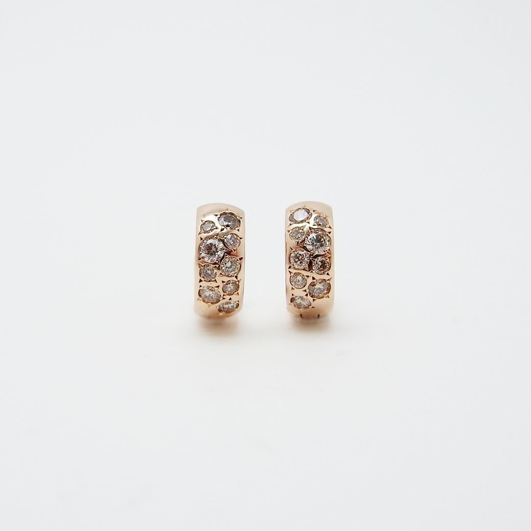 カシケイ バンド ピアス ブラウンダイヤモンド 0.26ct K18PG SAランク