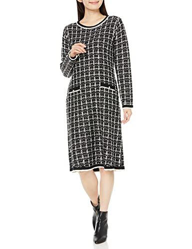 デビュー ド フィオレ カジュアルドレス ツイード風ニットワンピース レディース クロ 038