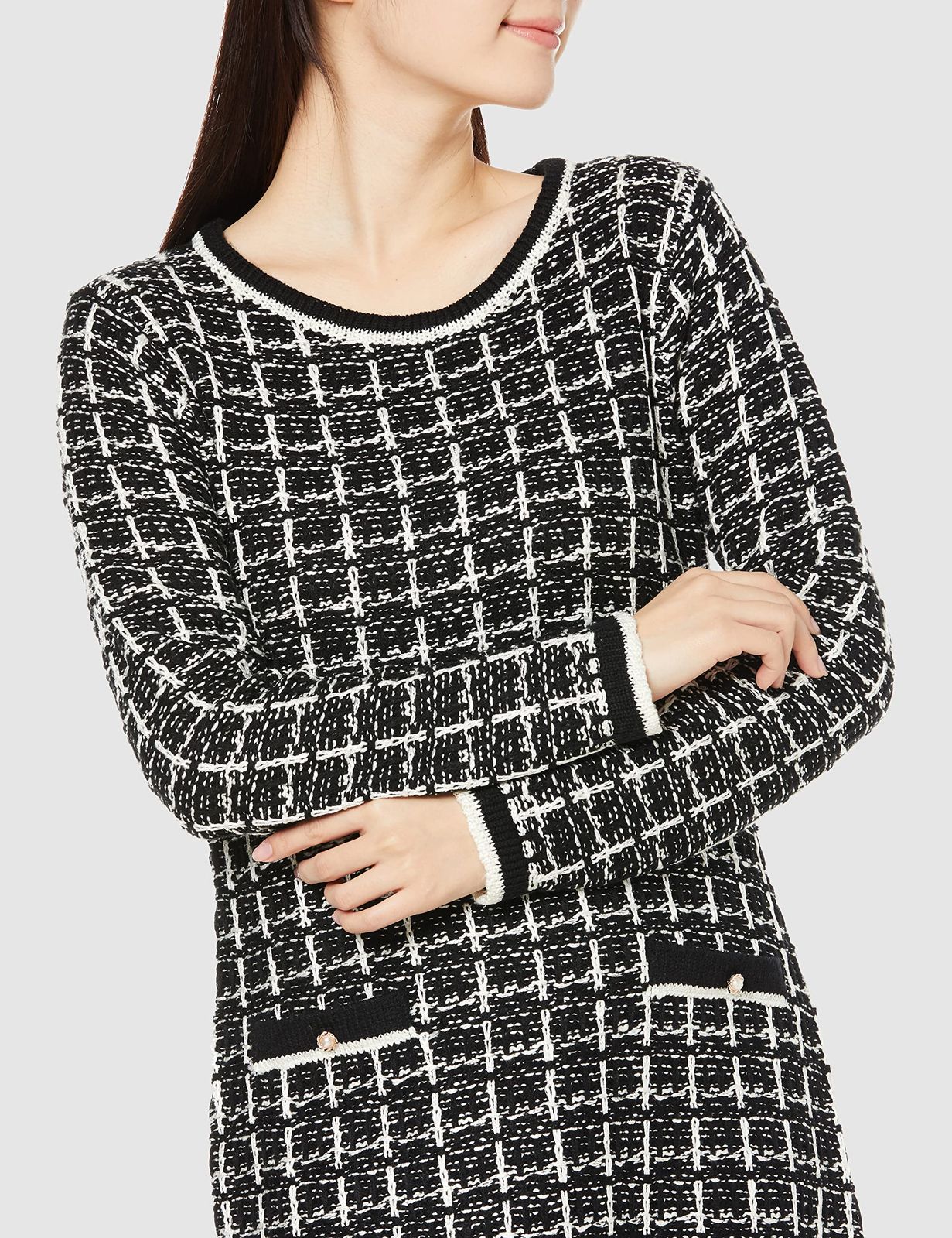 ツイード風ニットワンピース レディース