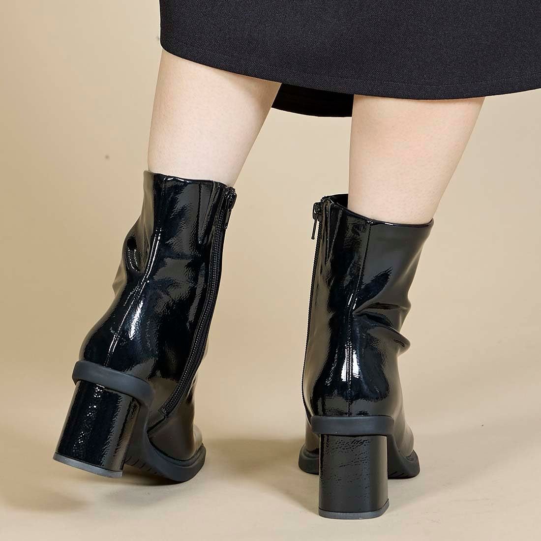 レインブーツ ブラックエナメル