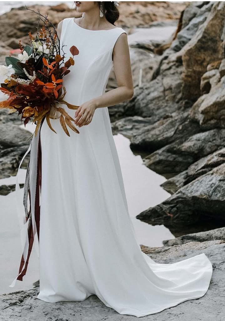 Fiveen ウエディングドレスシンプル 白 前撮り ドレス 二次会 花嫁 マーメイド コンパクト ワンピース ロング L