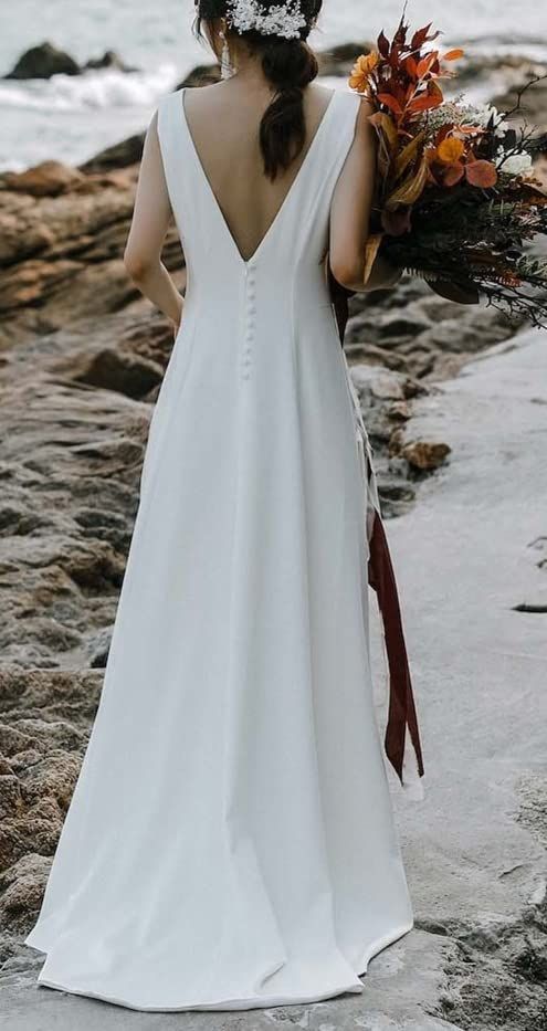  Fiveen ウエディングドレスシンプル 白 前撮り ドレス 二次会 花嫁 マーメイド コンパクト ワンピース ロング L その他 フェイスケア