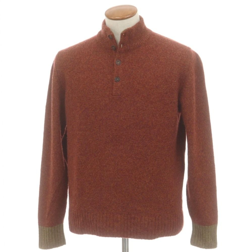 ロロピアーナ Loro Piana カシミヤ スランド プルオーバーニット ワインレッドxオレンジ サイズ48 メンズ