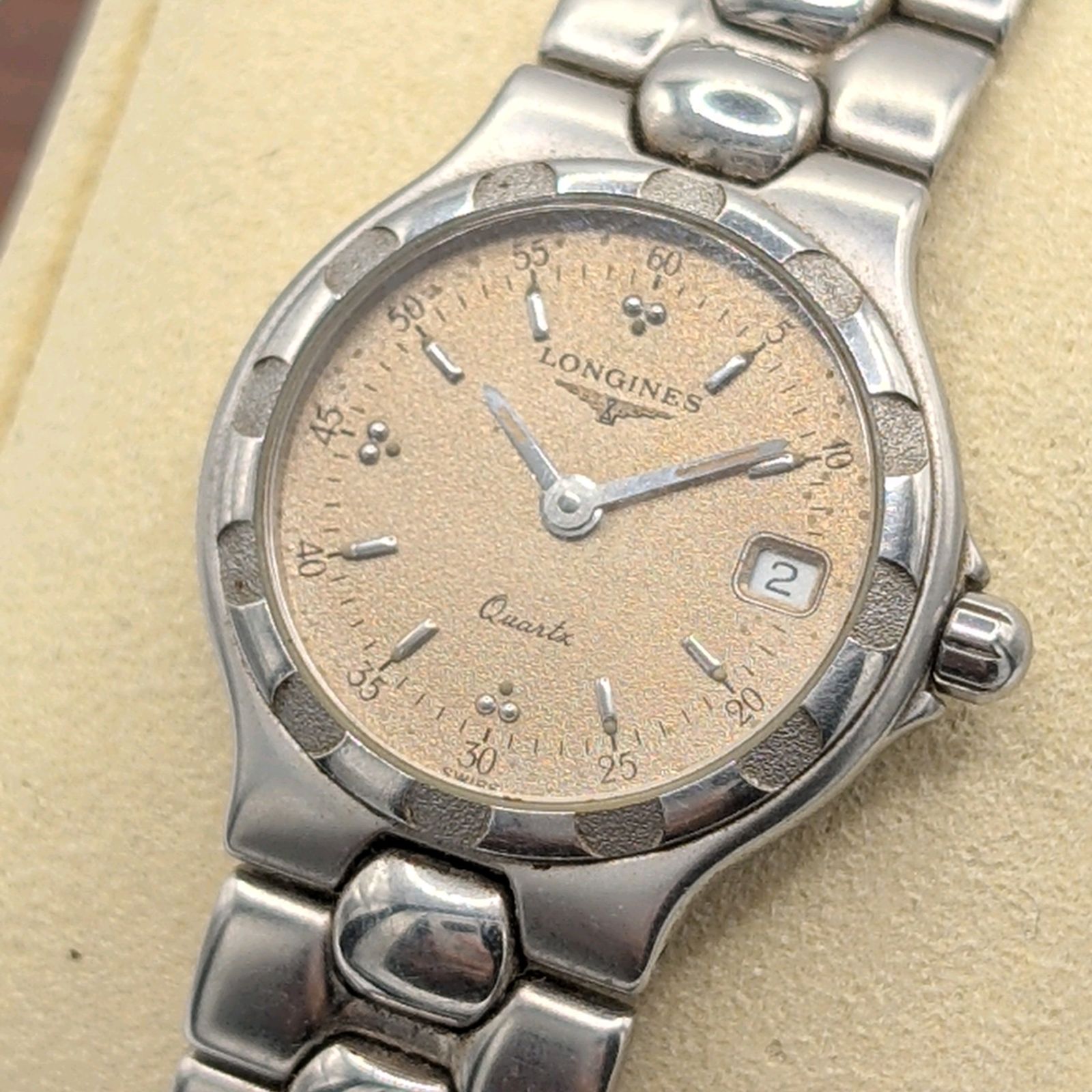 Longines Conquest Watch Quartz Ladies Round Silver Y2K Vintage Date Not Working ロンジン コンクエスト 時計 クオーツ レディース ラウンド シルバー デイト ヴィンテージ 不動品