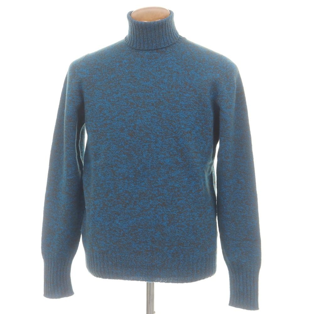 ドルモア DRUMOHR ウール タートルネック プルオーバーニット ライトブルーxブラウン サイズ48 メンズ