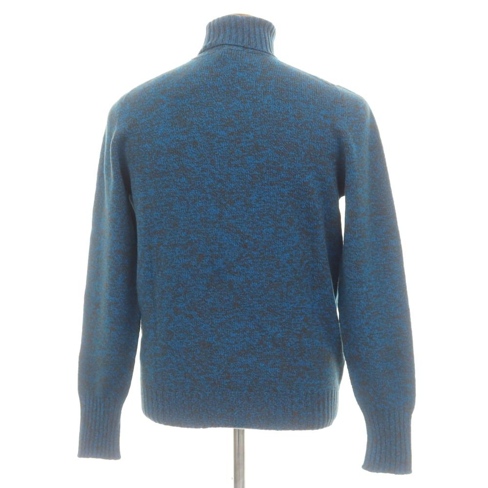 ドルモア DRUMOHR ウール タートルネック プルオーバーニット ライトブルーxブラウン サイズ48 メンズ