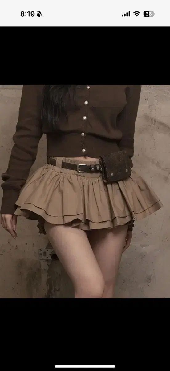 カーキポイント ティアード スカート パンツ ベージュ Cancan Skirt