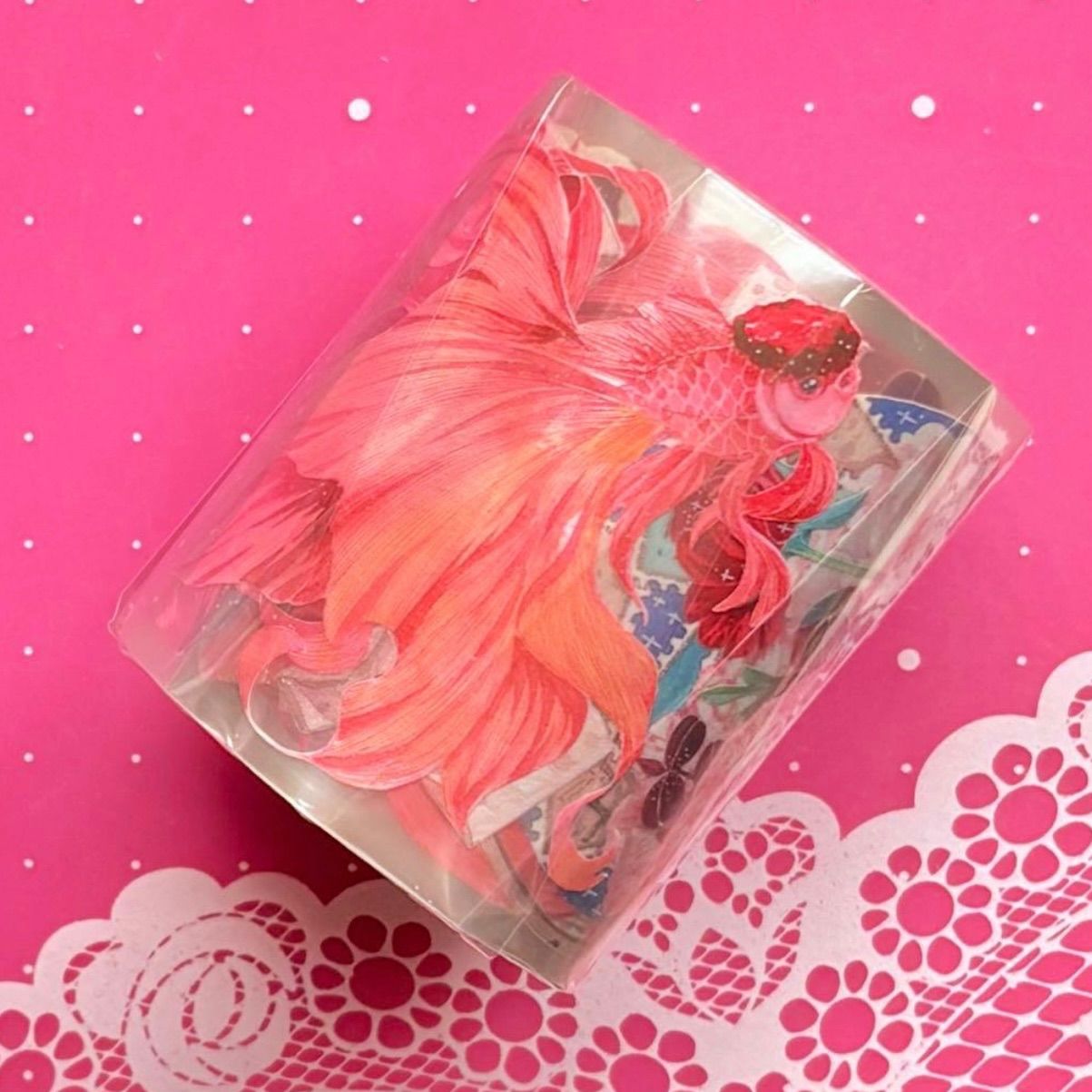 海外マスキングテープ 6cm×2m 4点セット ② 花 水晶 6cm×10m 金鱼花信 海外マスキングテープ 海外マステ 金魚 和柄