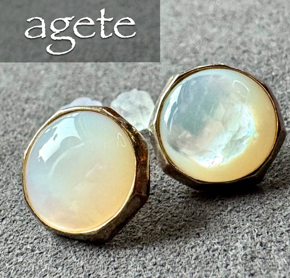 アガット K10×silver シェルスタッドピアス agete 両耳