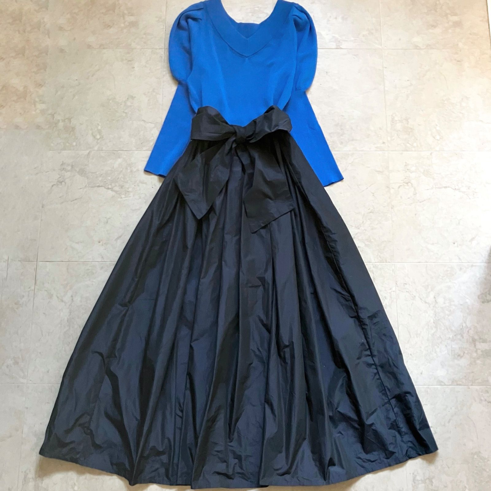 Loulou Willoughby ルルウィルビー プリマドンナワンピース パフスリーブ ウエストリボン ドッキング 2WAY Mサイズ