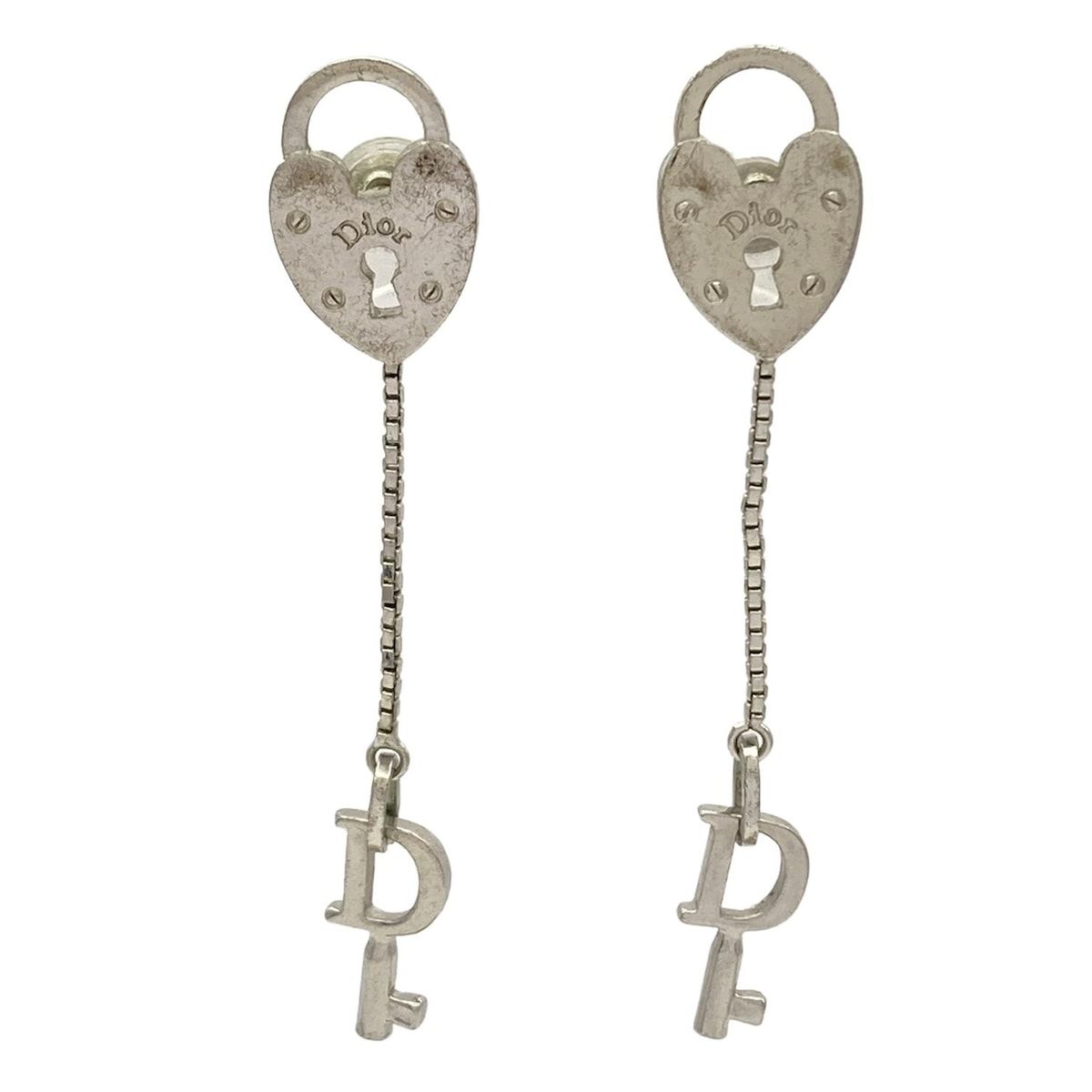 DIOR ChristianDior ディオール クリスチャンディオール ピアス - シルバー パドロック 南京錠 キー 鍵