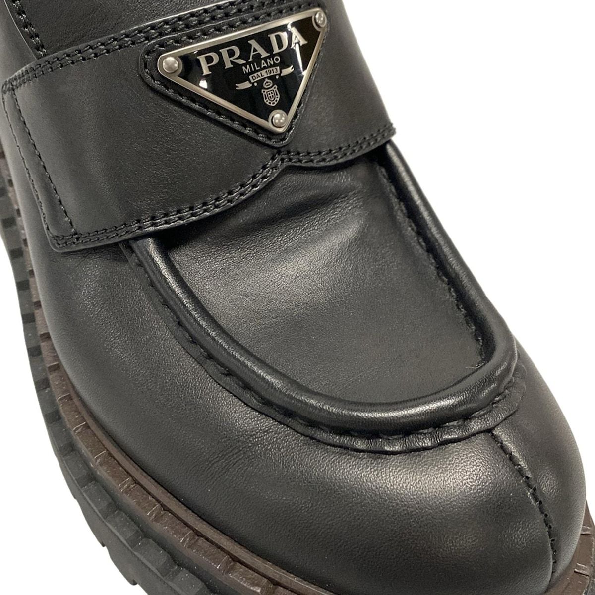 プラダ プラダ 黒 厚底 ローファー 37 美品 PRADA(プラダ) ローファー