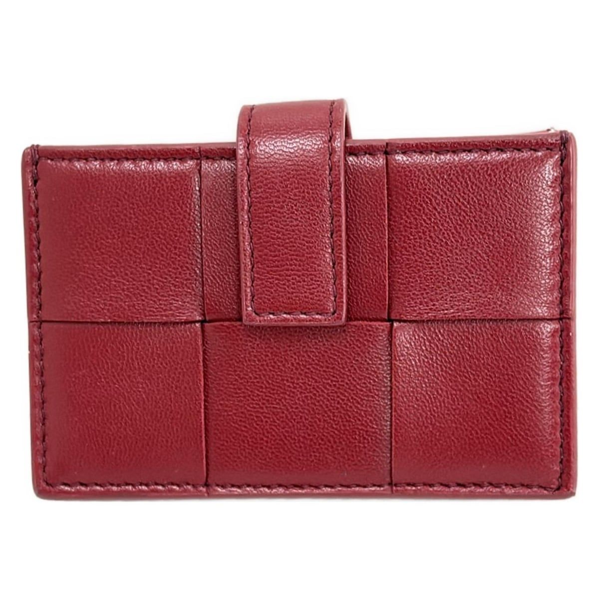 BOTTEGA VENETA ボッテガヴェネタ カードケース カセット アコーディオンカードケース ボルドー×ライトピンク バイ レザー
