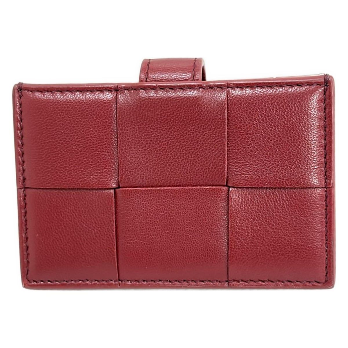 BOTTEGA VENETA ボッテガヴェネタ カードケース カセット アコーディオンカードケース ボルドー×ライトピンク バイ レザー
