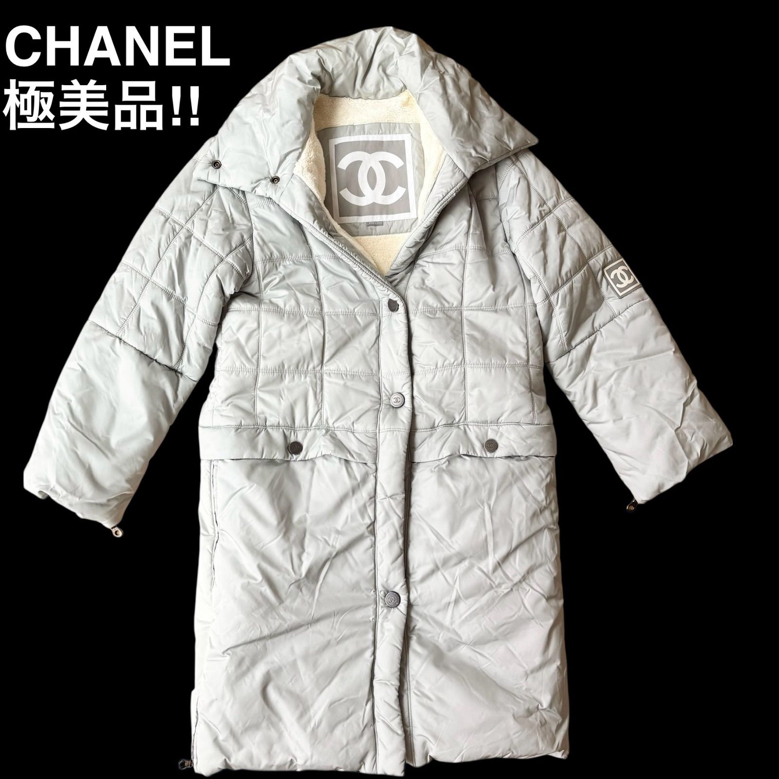 CHANEL ミレニアム ココ スノーライン コクーン ダウン ベンチ コート 38 ジャケット ブルゾン グレー 00A スポーツライン 1着‼︎