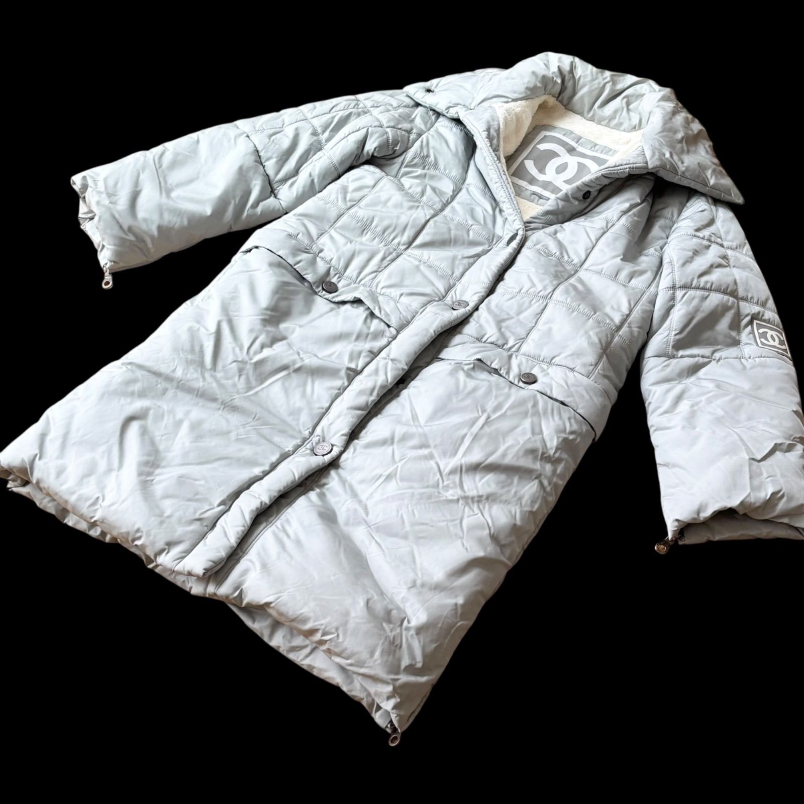 CHANEL ミレニアム ココ スノーライン コクーン ダウン ベンチ コート 38 ジャケット ブルゾン グレー 00A スポーツライン 1着‼︎