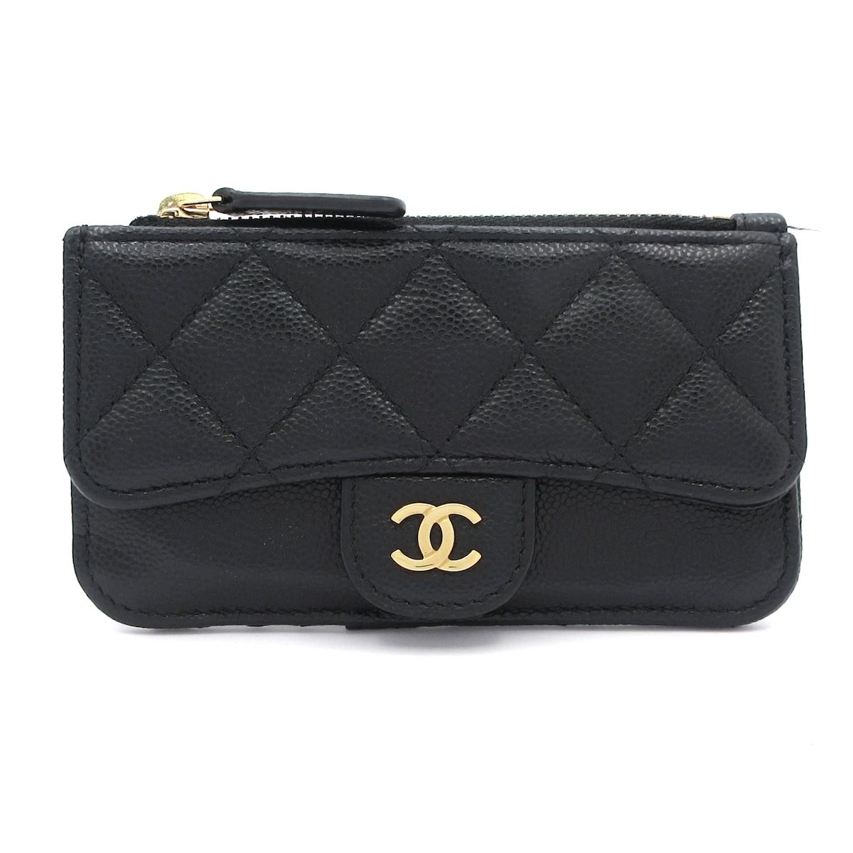 CHANEL シャネル コインケース マトラッセ 黒 ゴールド金具 ココマーク