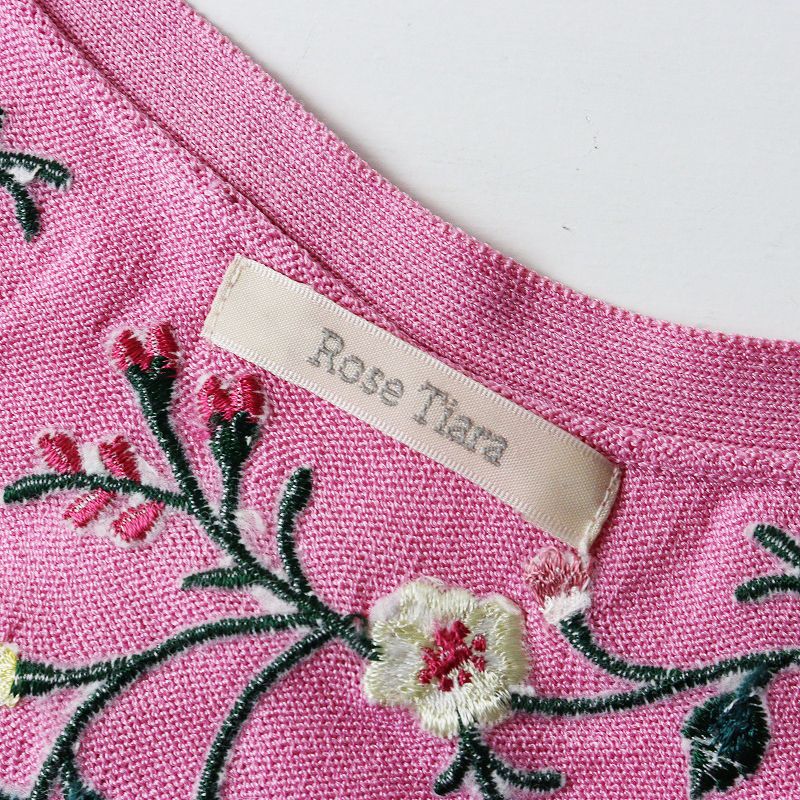 大きいサイズ ローズティアラ Rose Tiara フラワー刺繍 Vネック