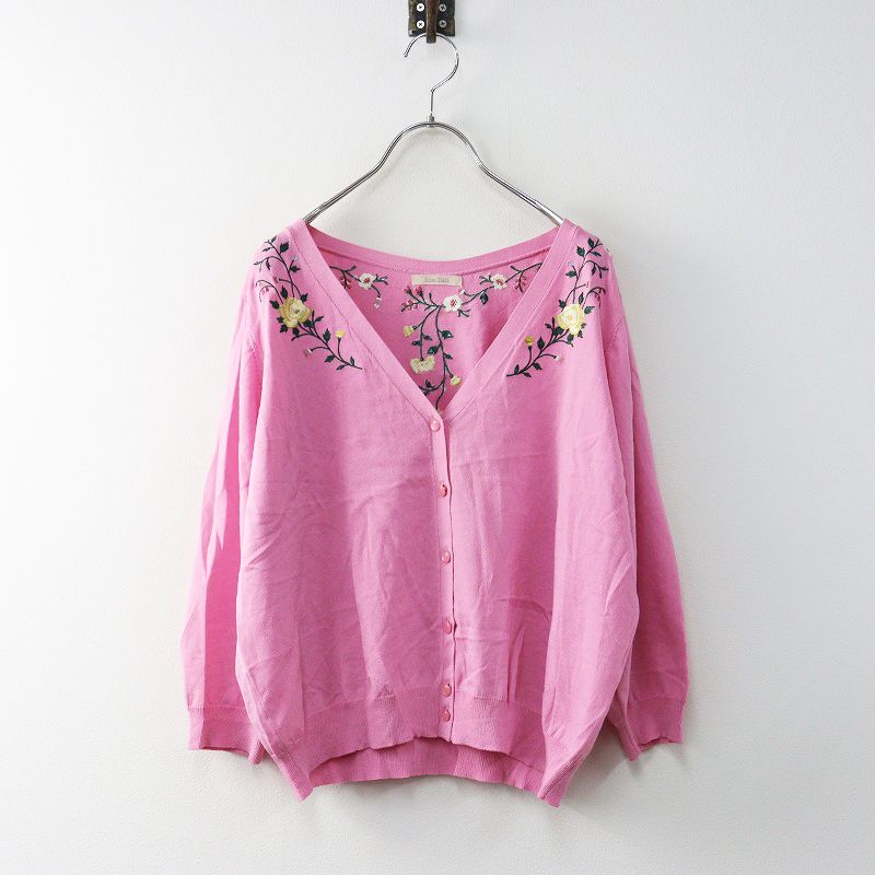 大きいサイズ ローズティアラ Rose Tiara フラワー刺繍 Vネック