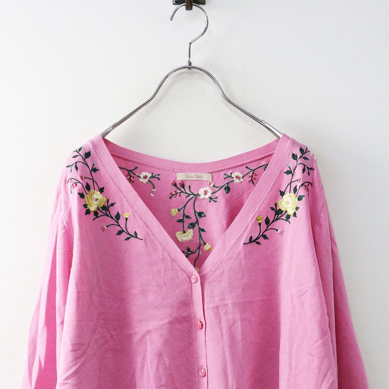 大きいサイズ ローズティアラ Rose Tiara フラワー刺繍 Vネック