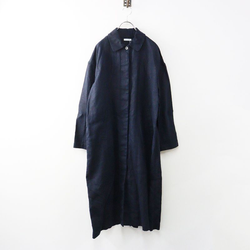 フォグリネンワーク fog linen work リネンロングコート ネイビー インディゴ 比翼 アウター 2400014664812