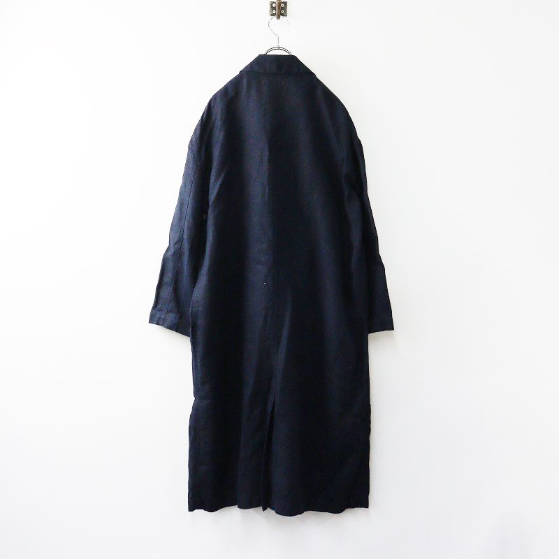 フォグリネンワーク fog linen work リネンロングコート ネイビー インディゴ 比翼 アウター 2400014664812
