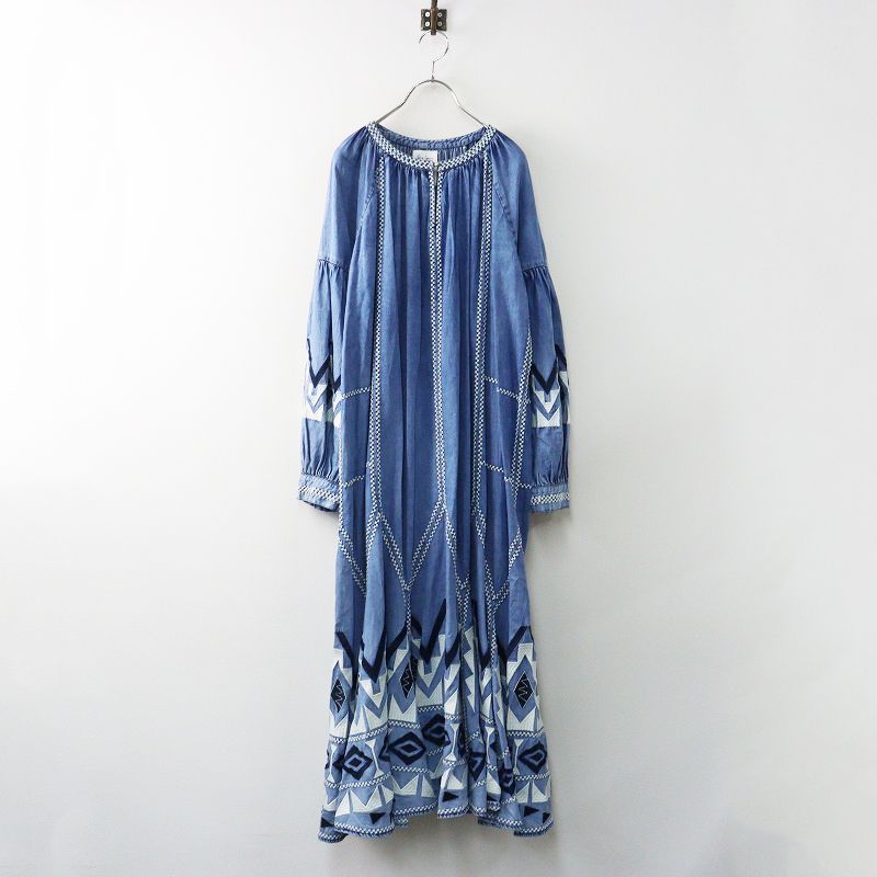定価4.4万 2025AW ウィムガゼット Whim Gazette エンブロイダリーワンピース インディゴ┃インド製 ドレス 2400014669985