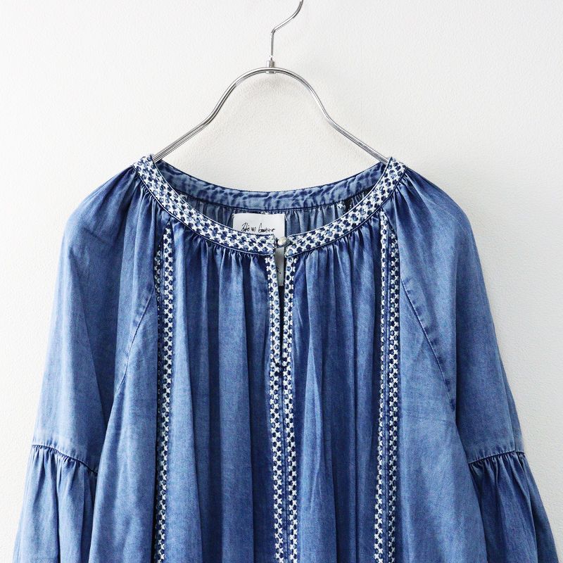 エンブロイダリーワンピース インディゴ┃インド製