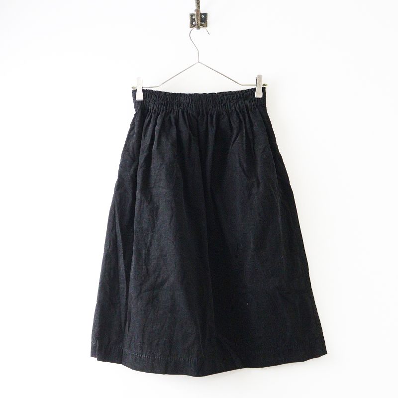 ホームスパン homspun 細コール ギャザースカート S｜ブラック ボトムス フ ギャザー ミドル 2400014660463