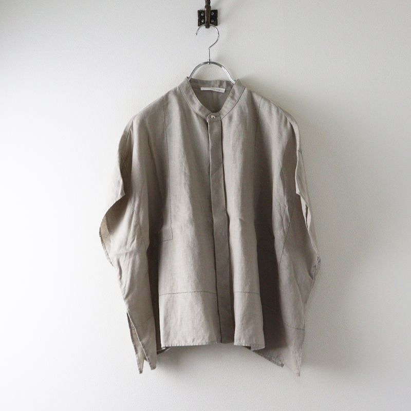 2025SS ギャルリーヴィー GALERIE VIE TOMORROWLAND フレンチリネン スタンド シャツ F|ベージュ バンド 2400014663754