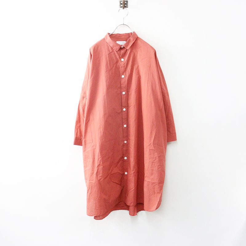 ハウス HUIS ゆるふわコットンロングシャツ F|レッド トップス ブラウス チュニック 前開き 長袖 オーバーサイズ 2400014668209