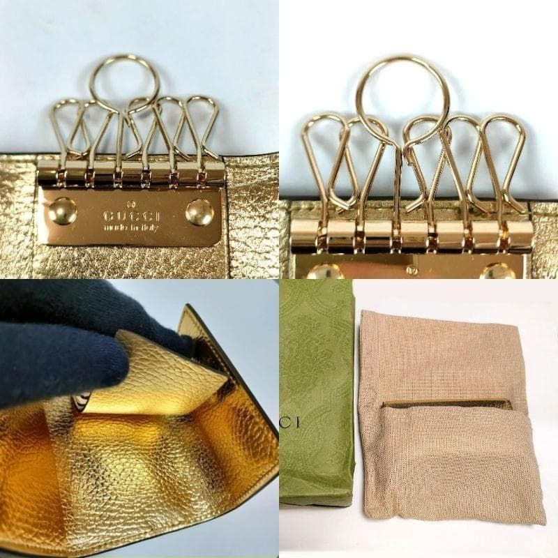 未使用 GUCCI グッチ 6連キーケース GGマーモント レザー×キャンバス