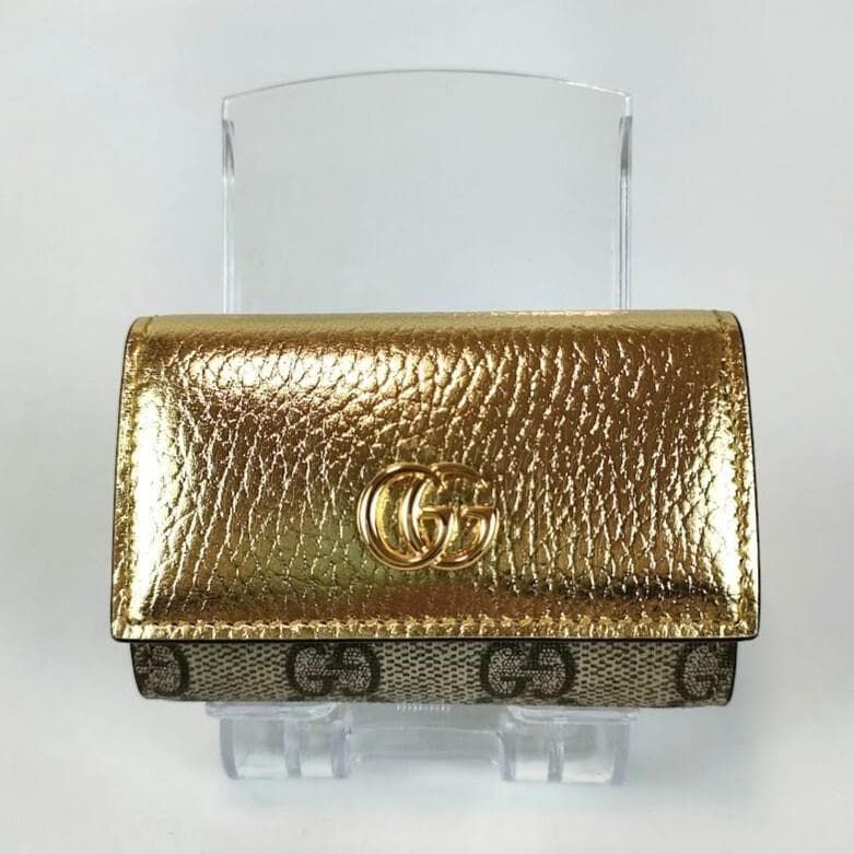 未使用 GUCCI グッチ 6連キーケース GGマーモント レザー×キャンバス