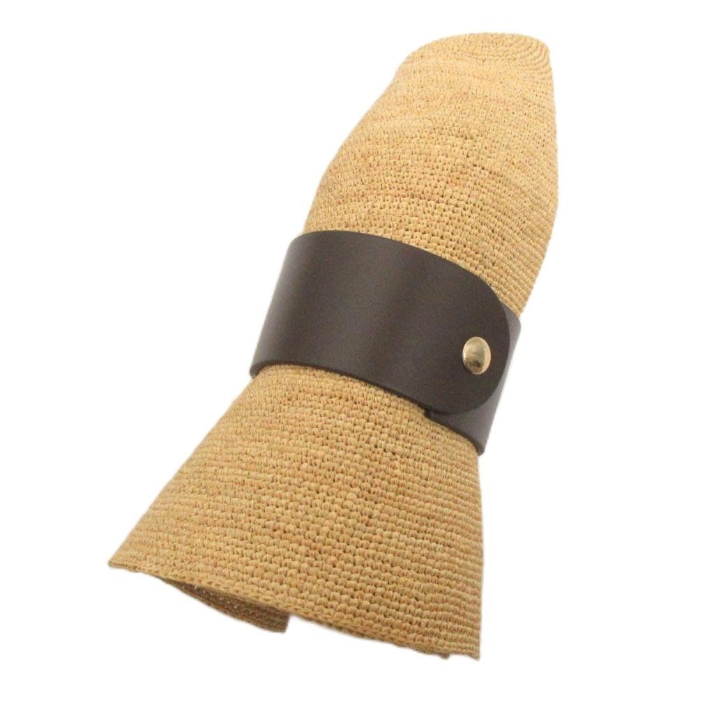 【中古】マックスマーラ MAX MARA 美品 麦わら帽子 ラフィア ハット ベルト付き ベージュ 58?p レディース マックスマーラ MAX MARA 美品 麦わら帽子 ラフィア ハット ベルト付き