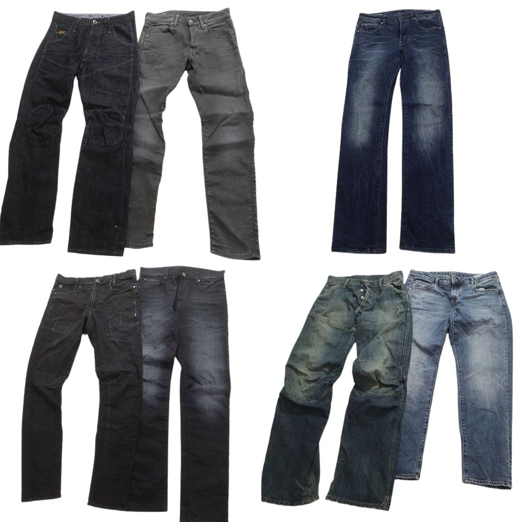 古着卸 G-STAR RAW デニム パンツ 7枚セット メンズ 28 29 30 ブラックデニム フェード ボタンフライ 古着 NC4938
