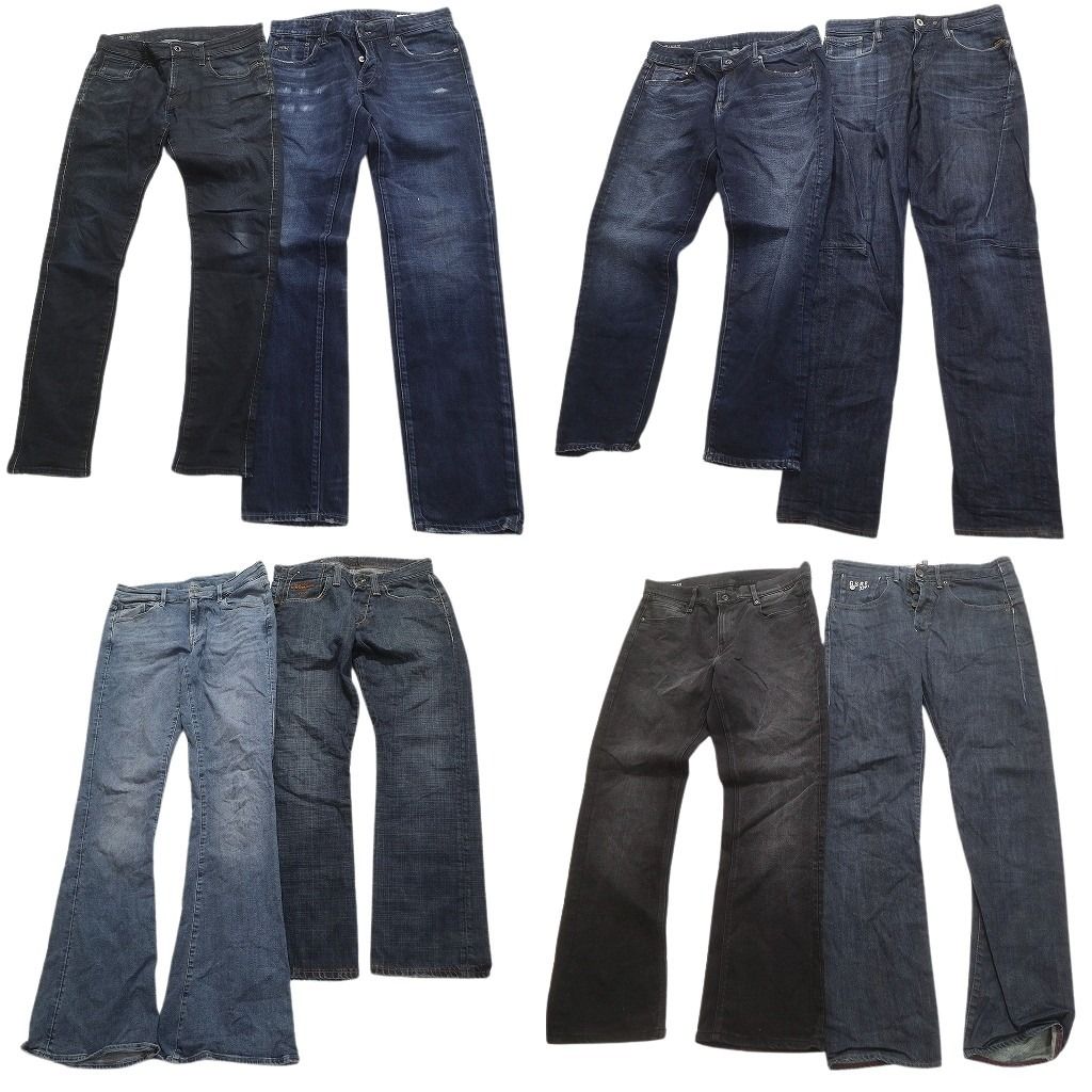 古着卸 G-STAR RAW パンツ 8枚セット メンズ 31 32 ブラックデニム フ カット ヒゲ フェード 古着 NC4937