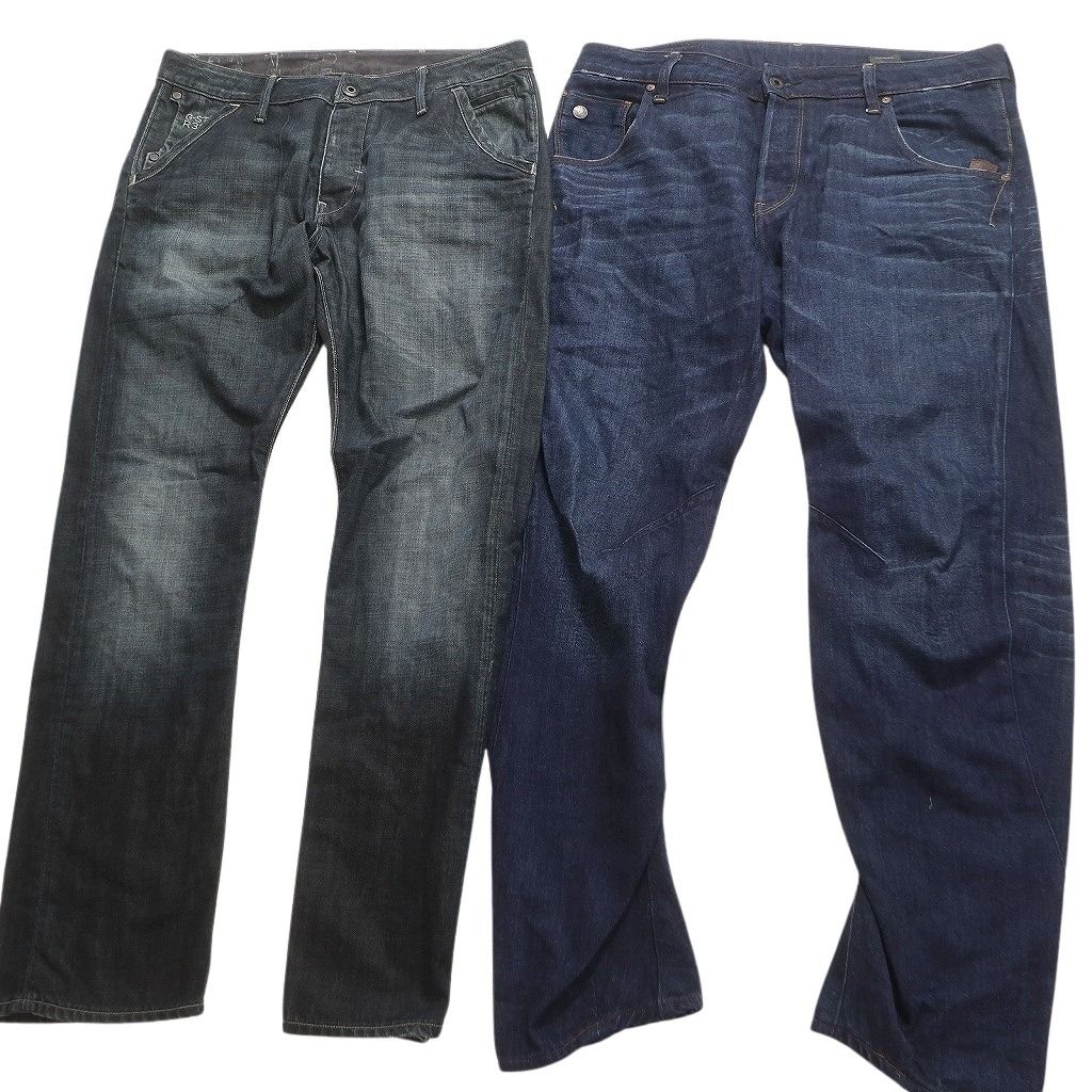  古着卸 G STAR RAW デニム パンツ セット メンズ 32 33 ブラック インディゴブルー フェード ヒゲ 古着 NC 4935 その他 メンズ